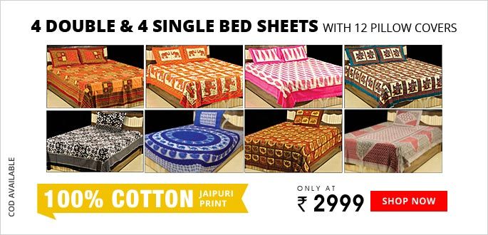 Jaipuri Print Cotton Bed Sheets